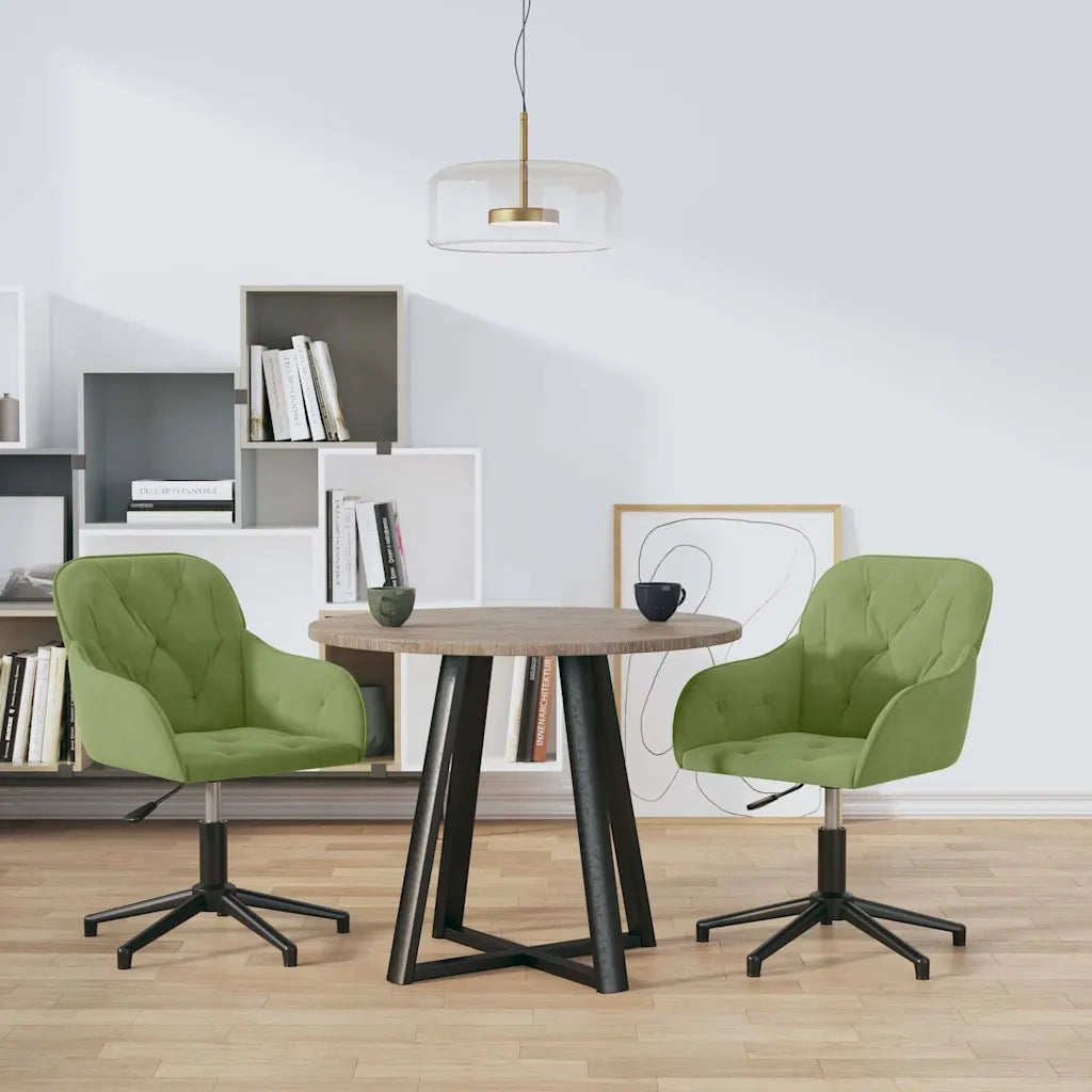 Sedie da Pranzo Girevoli 2 pz Verde Chiaro in Velluto