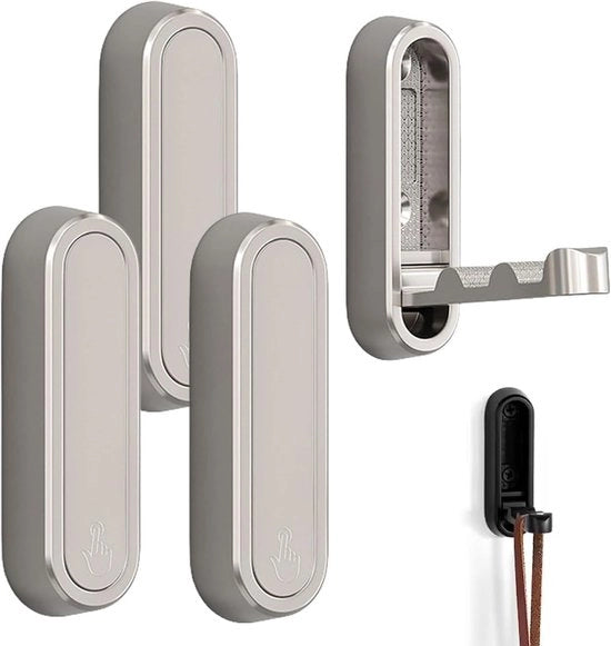 4 Stuks Opvouwbare Wandhaken in Zilver, Multifunzionali con Chiusura a Battente per Bagno e Cucina, Montaggio a Muro