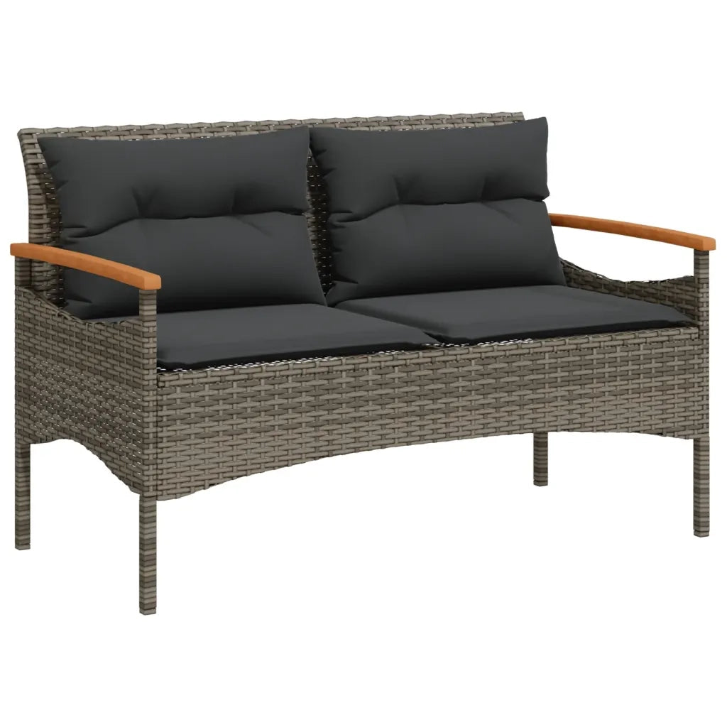Panchina Giardino con Cuscini 116x62,5x74 cm Grigia Polyrattan 368402