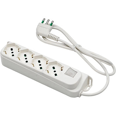 MULTIPRESA BIPASSO SCHUKO + INT.LUM RETAIL FME - BIANCO POSTI 4 2P+T 16A n°XMMQ 3X10 MT 15- 2 pezzi