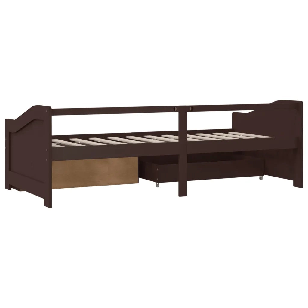 Divano Letto 3 Posti e Cassetti Marrone Scuro in Pino 90x200cm cod mxl 60528