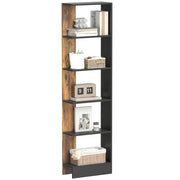 Libreria Moderna Salvaspazio 5 Ripiani in Legno ¨C zephmum ¨C Marrone e Nero 45x21x170 cm