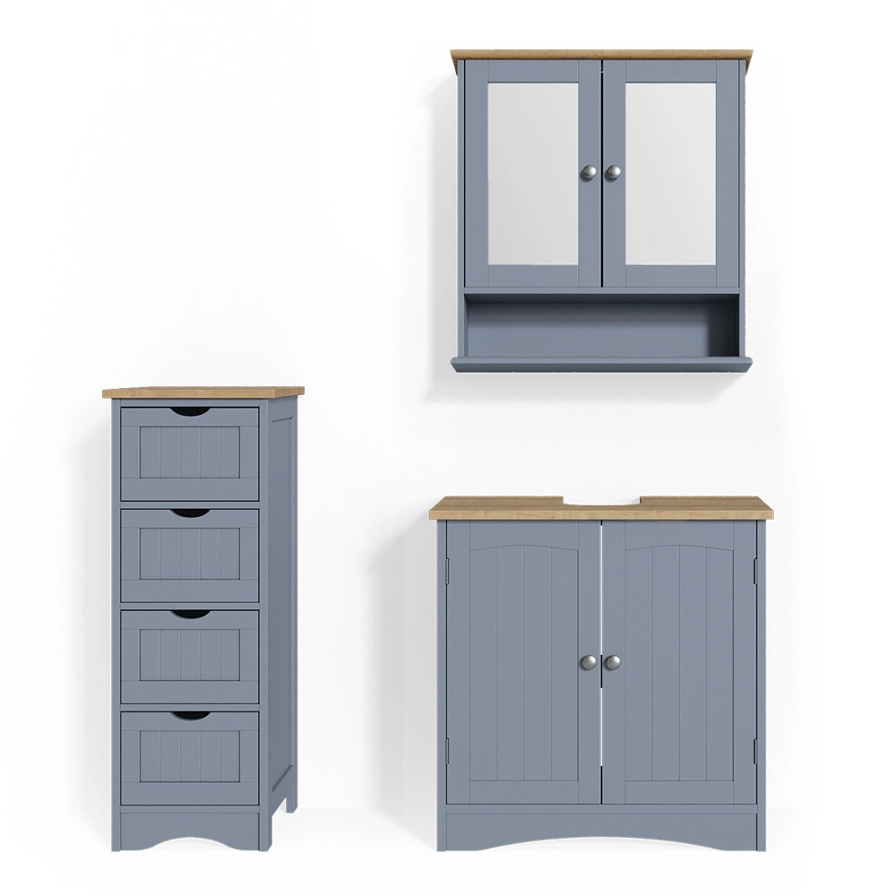 Vicco Set mobili bagno Grigio 3 parti