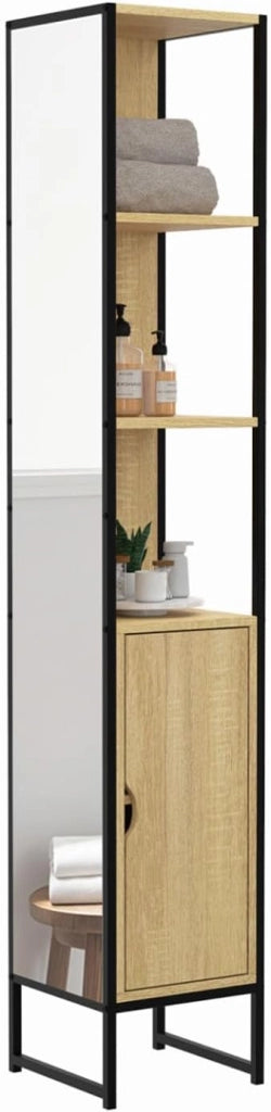 DETROIT Mueble de baño de 1 puerta con espejo y estantes de diseño industrial