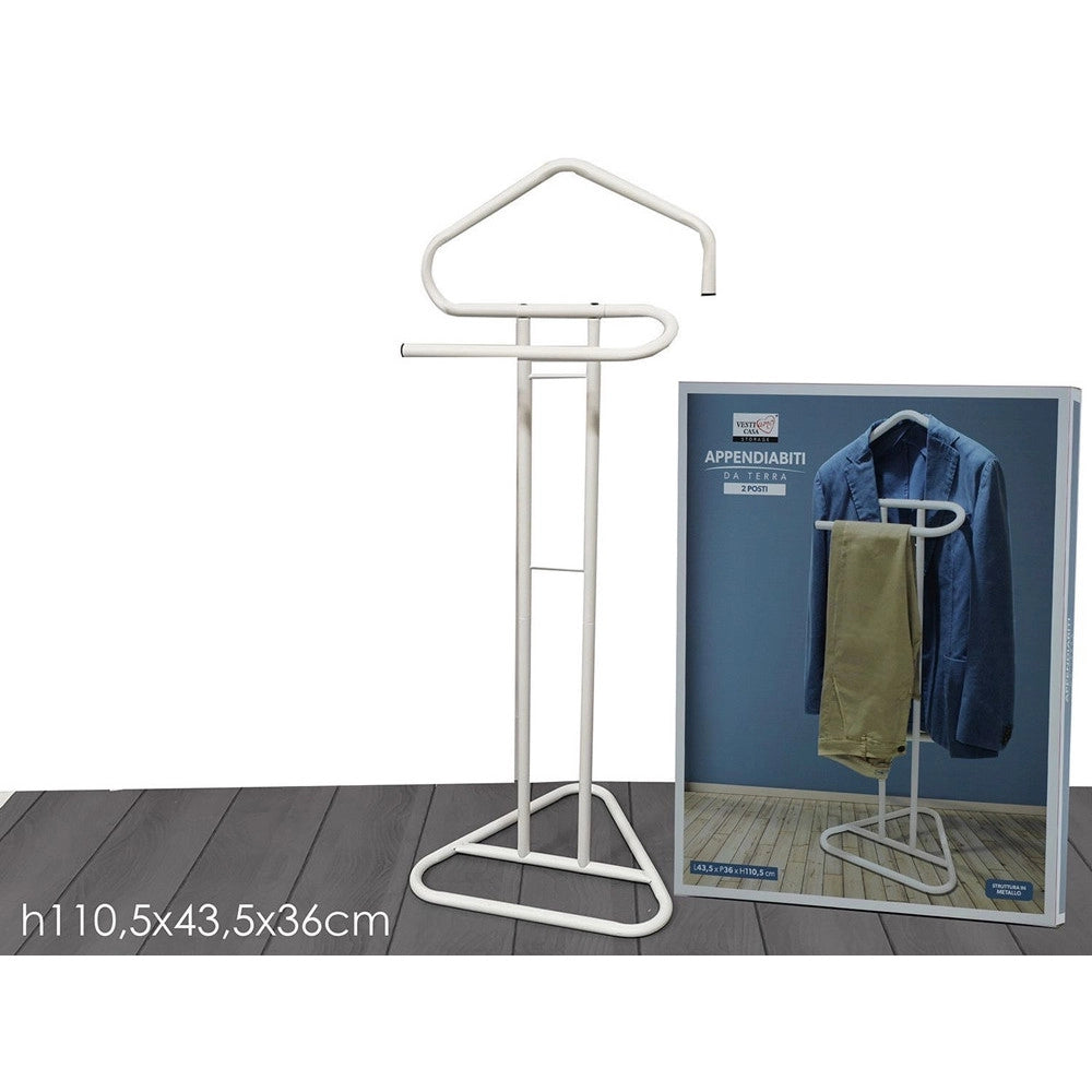 Trade Shop - Appendiabiti Da Terra 2 Posti Attaccapanni Stand Guardaroba In Metallo 43,5x36x110,5cm -