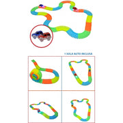 Trade Shop - Pista Flessibile Componibile Magic Tracks Corsa Auto Luci Inclusa Glow Dark -