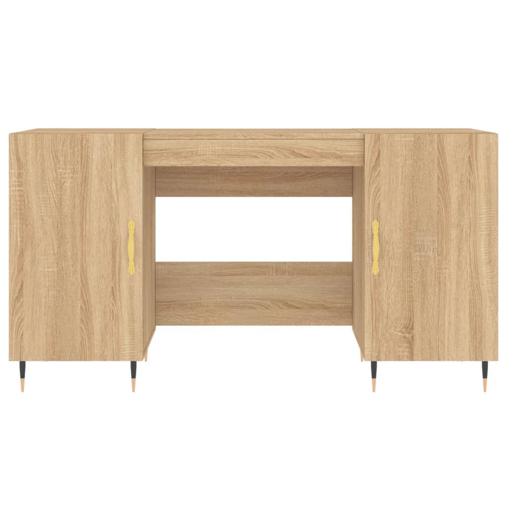 Scrivania tavolo postazione di lavoro mobile per computer studio rovere Sonoma 140 x 50 x 75 cm legno ingegnerizzato marrone 02_0023647