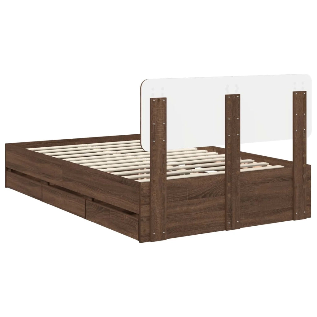 Struttura del letto con cassetto Quercia marrone 120 x 190 cm