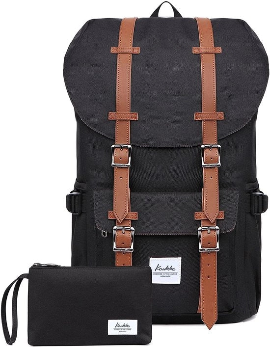 Borsa da Spalla per Laptop 15" con Tasca per Scuola, Università, Viaggi, Escursioni, 22L, Nero