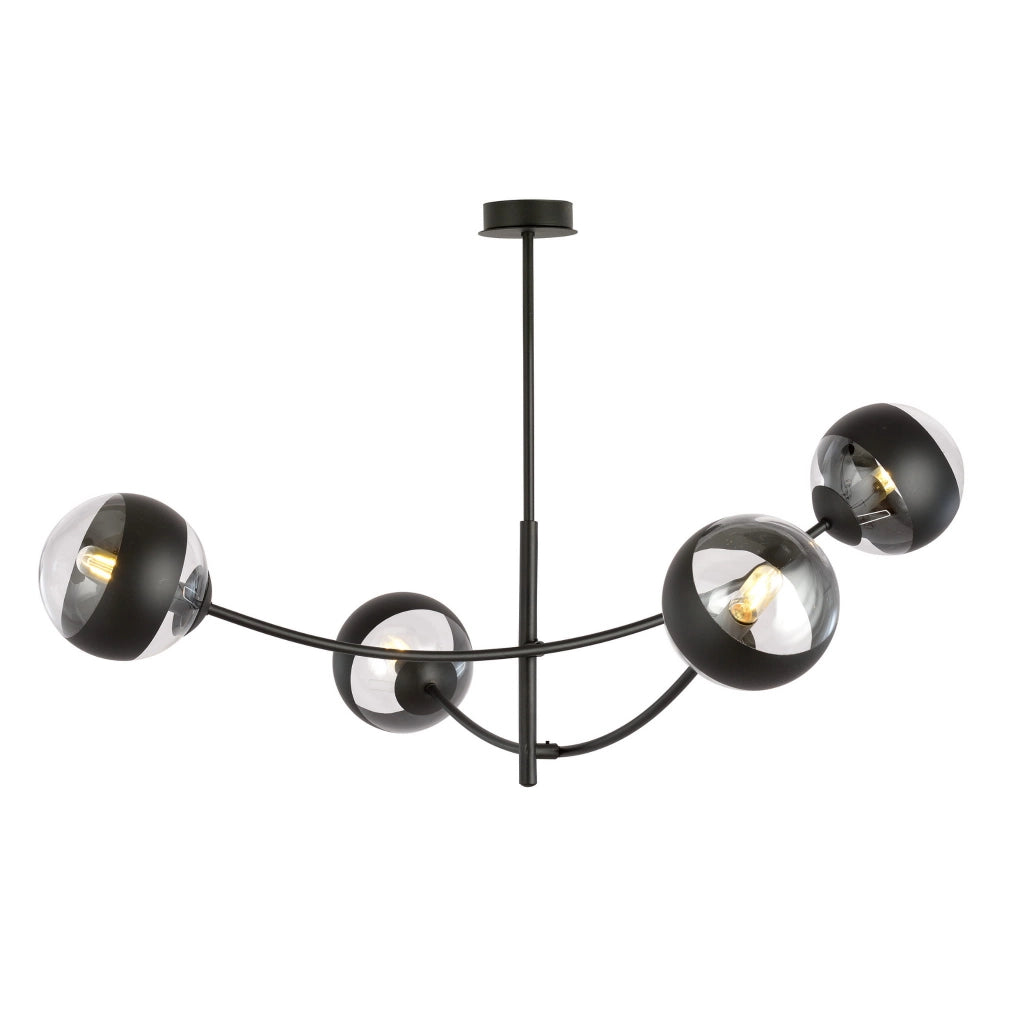 Plafoniera Emibig Hunter 4 luci E14 nero/vetro dimmerabile