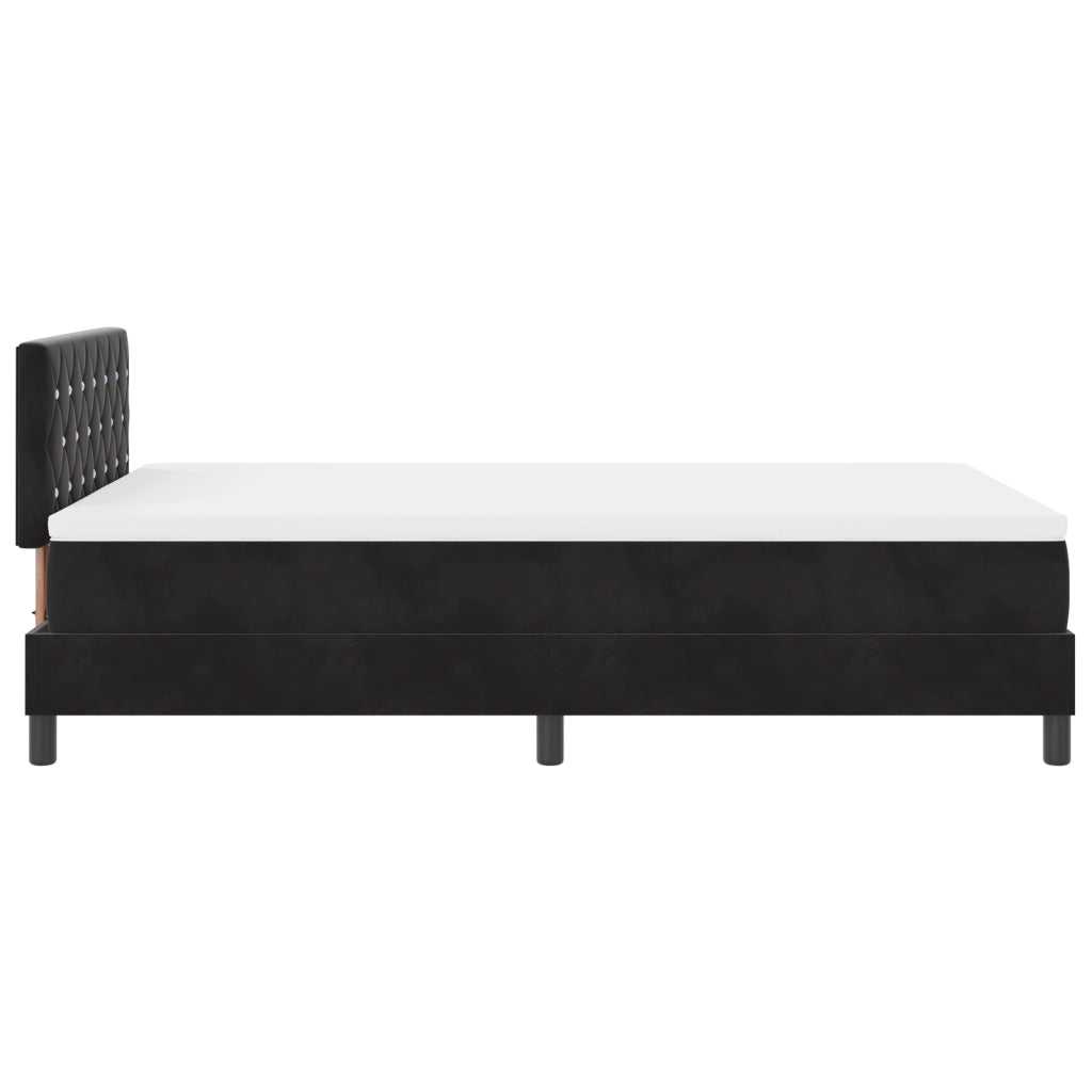 Letto Box Spring con Materasso e LED Nero 120x200 cm Velluto