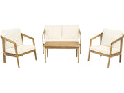 Set di mobili da giardino in legno di acacia con cuscini "Presley" - 4 posti - Beige