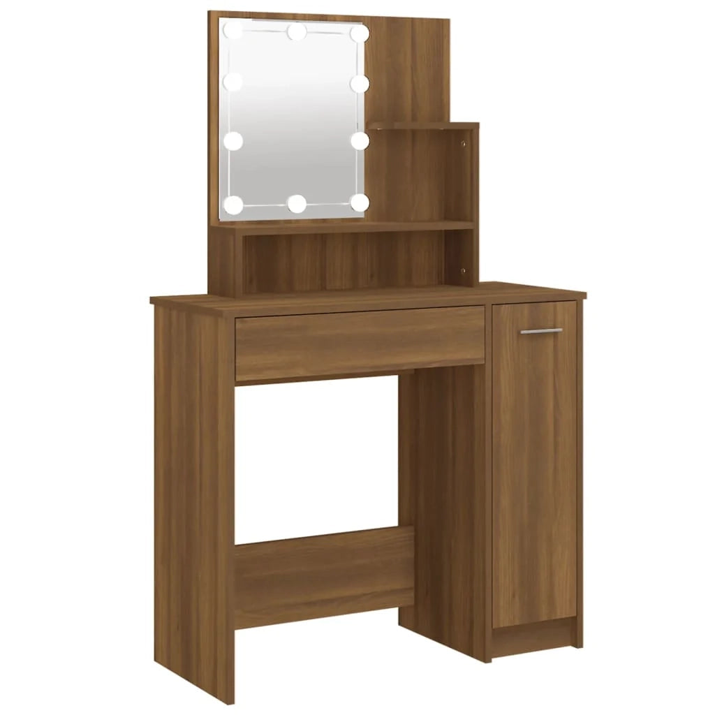 Toletta dal design contemporaneo con illuminazione a LED finitura rovere 86,5 x 35 x 136 cm marrone 02_0006343