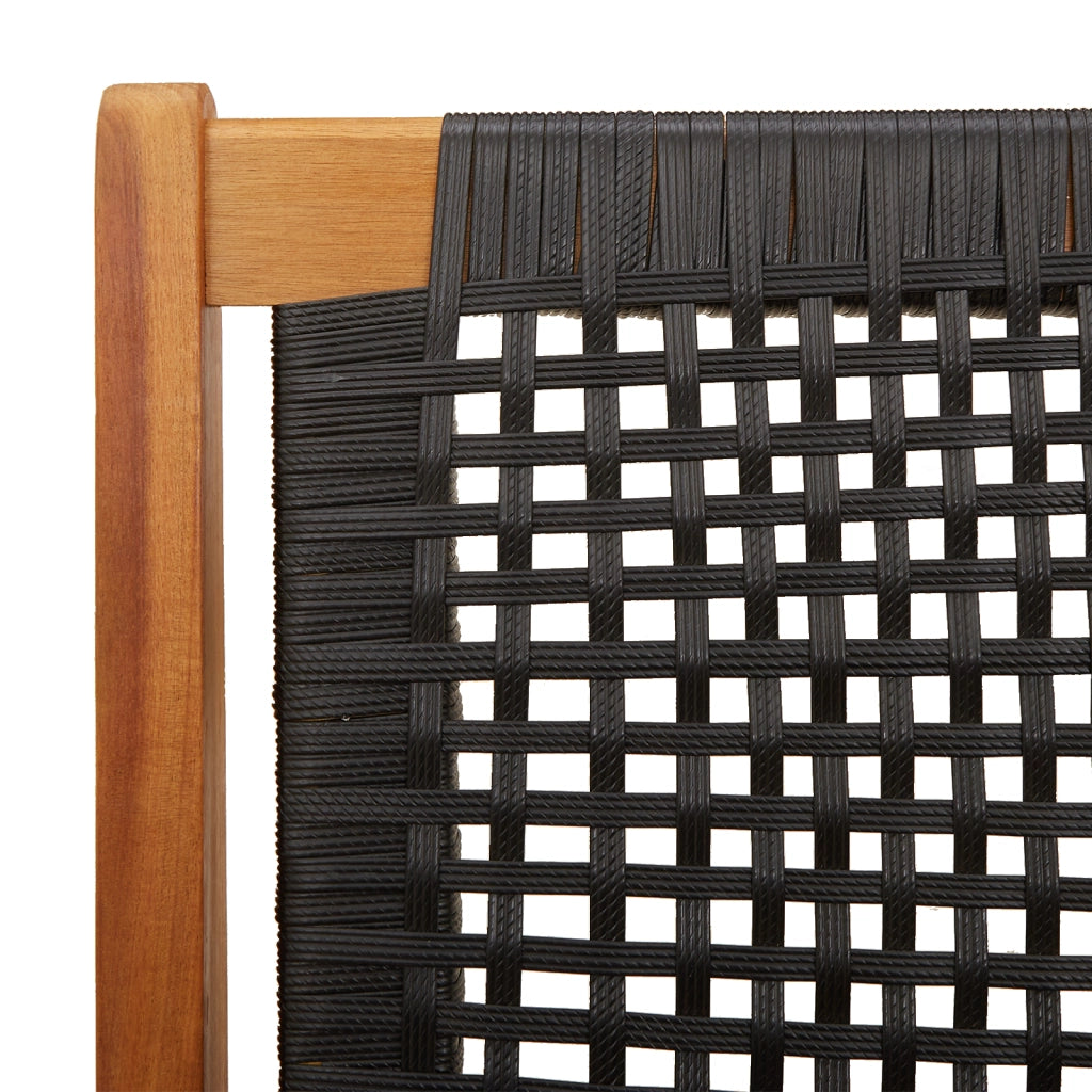 Panchina da giardino nera 122x76x73,5 cm in legno massello di acacia