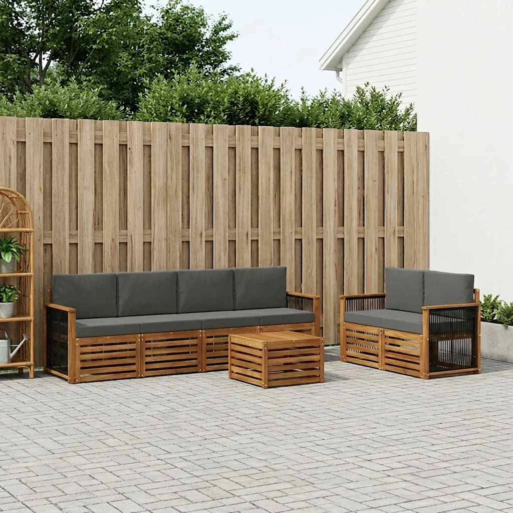 Set di divani da esterno 7 pz Naturale e Antracite 3384053