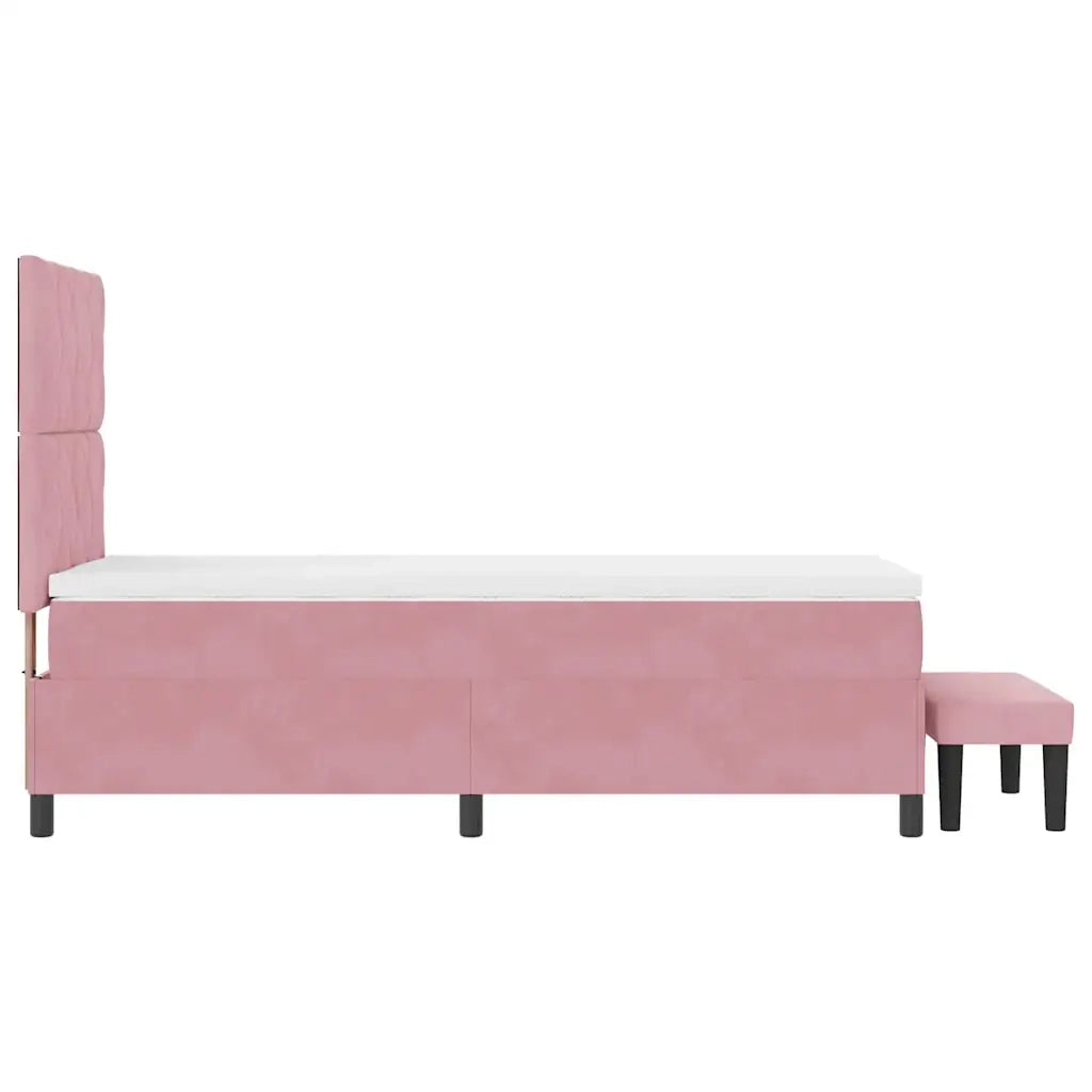 Letto a molle con testiera Rosa 190 x 90 cm Velluto 3344551