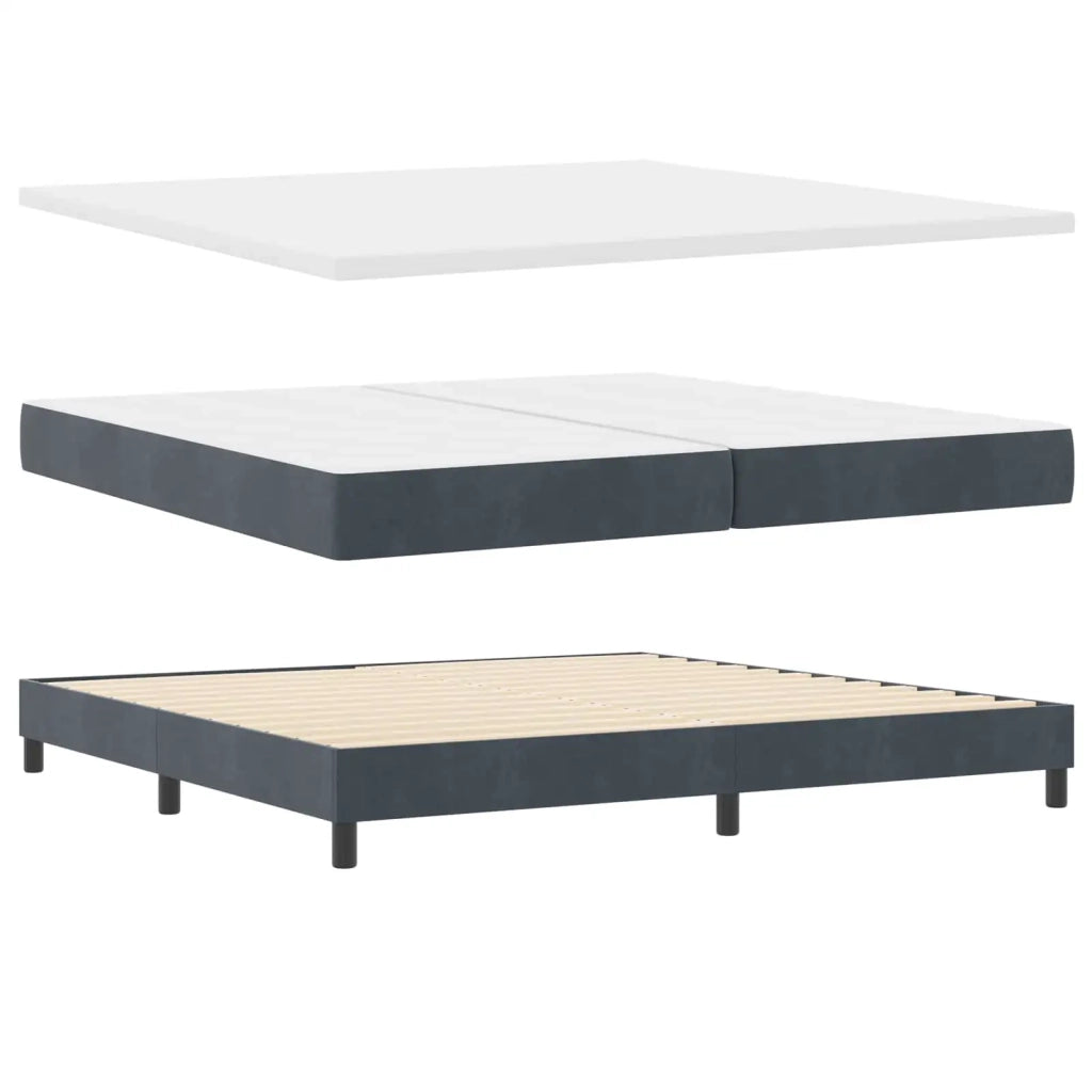 Letto a molle con testiera Grigio scuro 200 x 200 cm Velluto 3339261