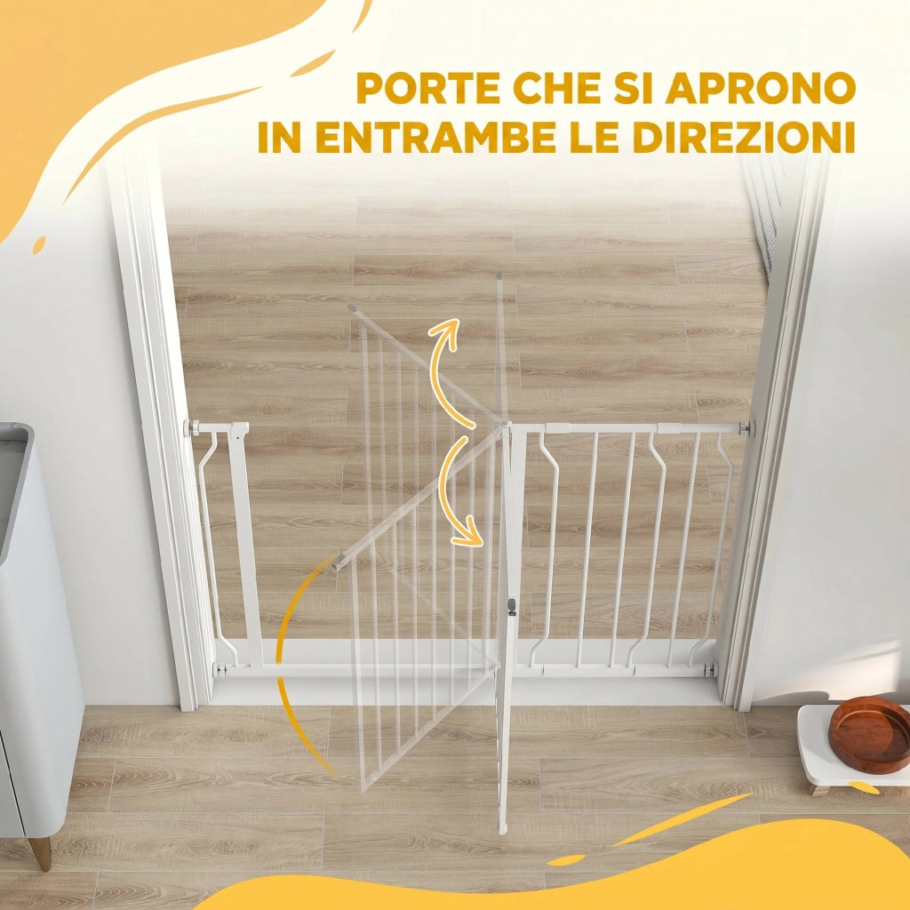 Cancelletto Sicurezza per Cani ¨C zephmum ¨C Acciaio e ABS, 75-115cm, Bianco