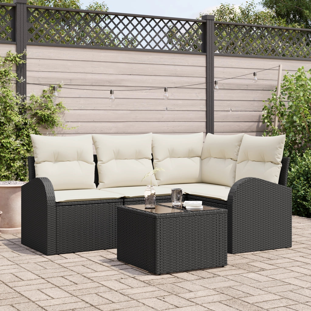 Set Divano da Giardino  a 4 Pezzi con Cuscini Rattan Pollo Marrone