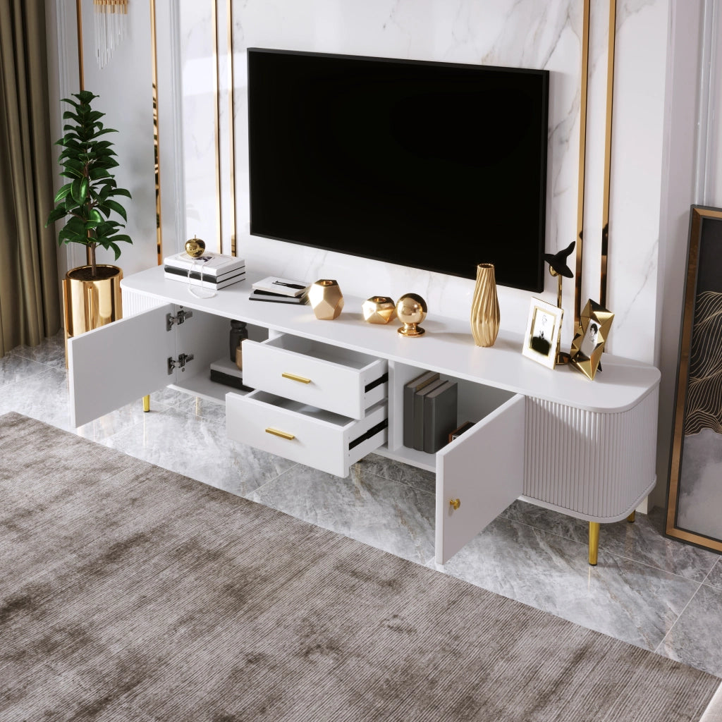 MOBILE TV con 2 cassetti e 2 ante 170x34x45 cm MDF Bianco