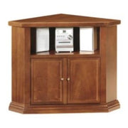 Mobile porta TV ad angolo con 2 ante arte povera in legno massello e mdf con rifinitura in noce lucido 72x63x80 H