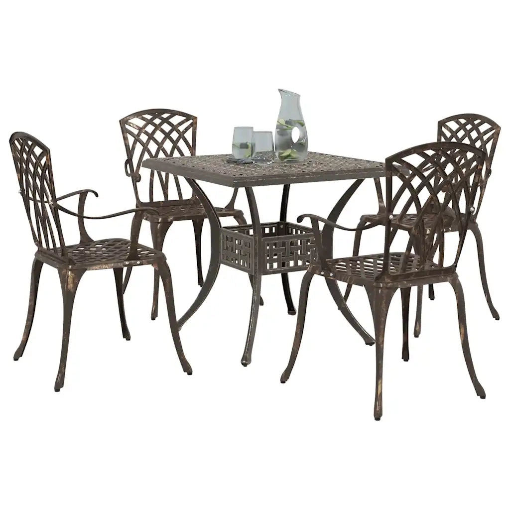 Set di Tavolo da Giardino 5 pcs Bronzo Alluminio pressofuso 3334760