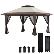 Tonnelle da giardino pieghevole ¨C zephmum ¨C beige 4x4 m con 4 zanzariere