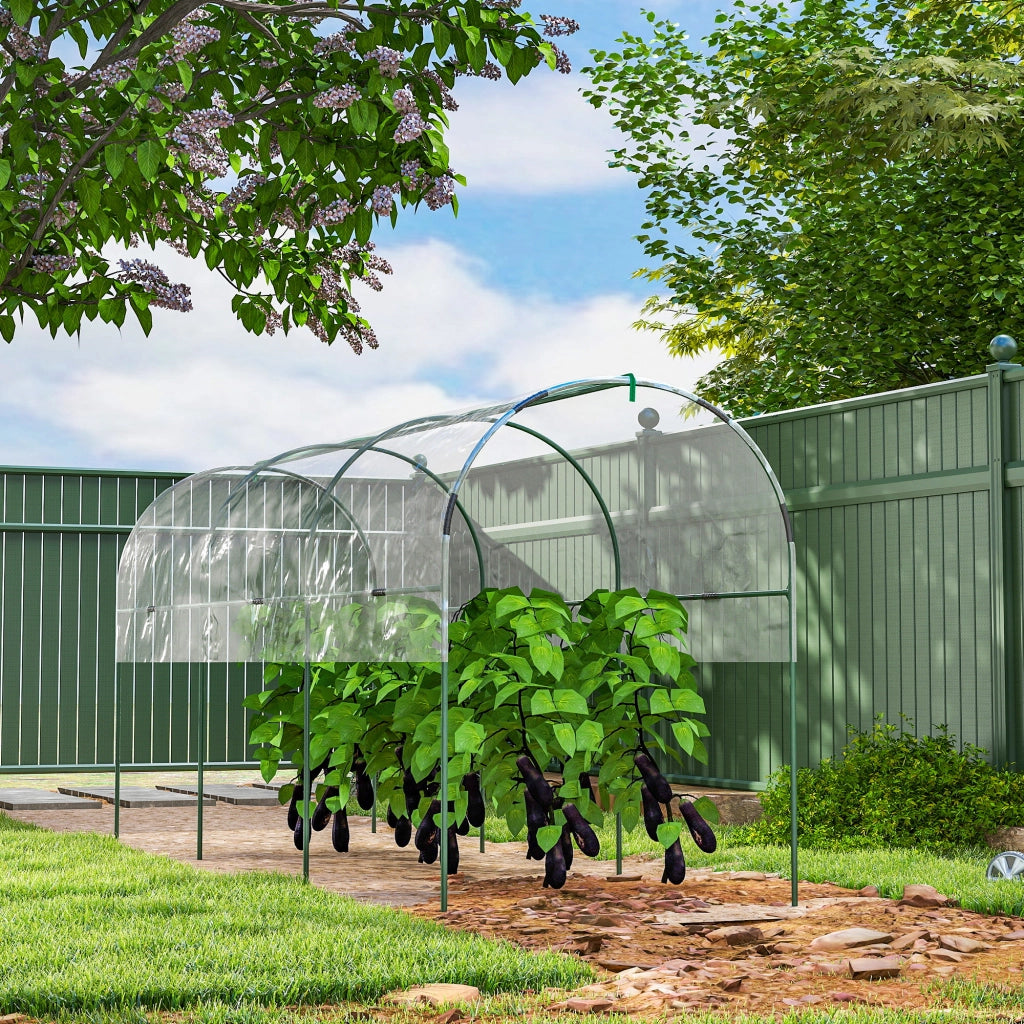 Serra da giardino per pomodori ¨C zephmum ¨C 4 archi in acciaio, copertura in PVC, verde 400x120x170 cm