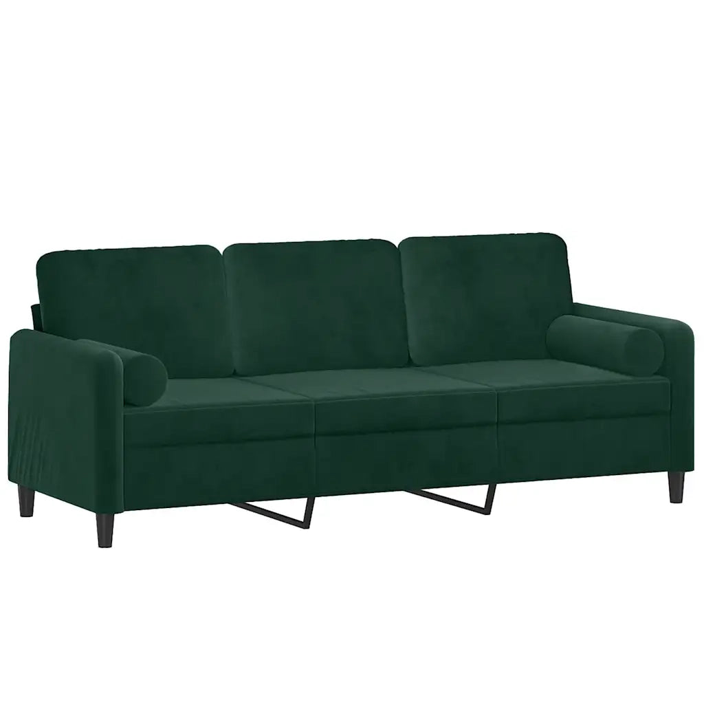 Divano a 3 Posti con Cuscini-Sofa 3 Posti con Cuscini Verde Scuro 180 cm in Velluto 167848