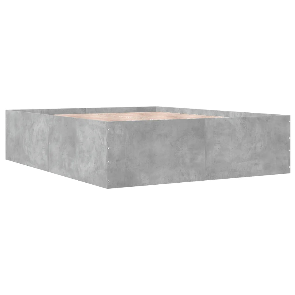Letto matrimoniale | Letto per adulti | Giroletto Grigio Cemento 150x200 cm in Legno Multistrato