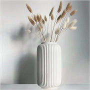 Vaso ceramico bianco da 20CM per decorazione domestica e decorazioni da tavola in disegno geometrico con fiori - vasca di pampas.