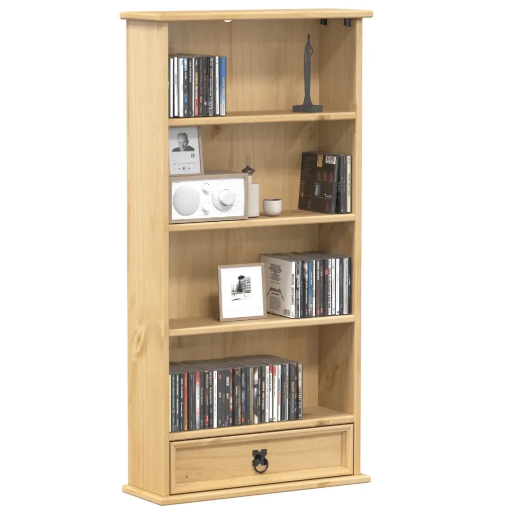 Mobile Porta CD Corona 52x17,5x103 cm in Legno Massello di Pino CFW1221129
