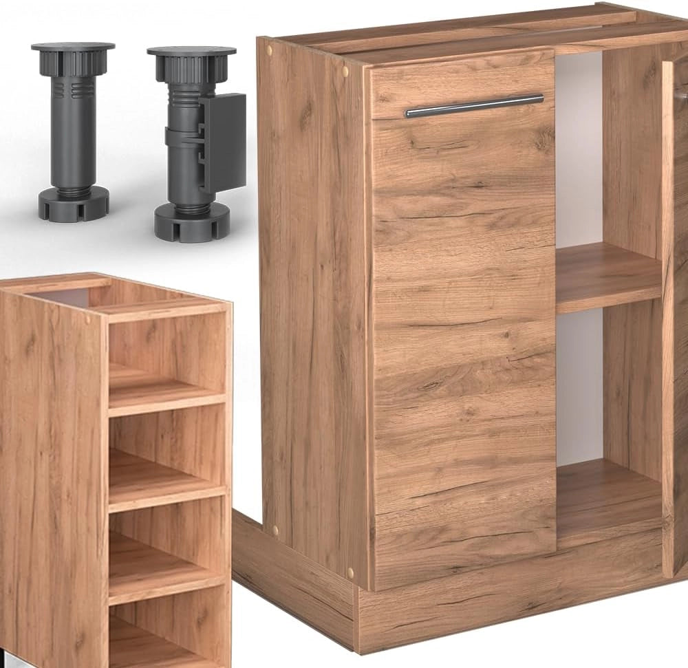 isola cucina Fame-Line, Quercia dorata, 90 cm con cassetto, senza piano di lavoro, combinabile con altri moduli della serie Fame-Line
