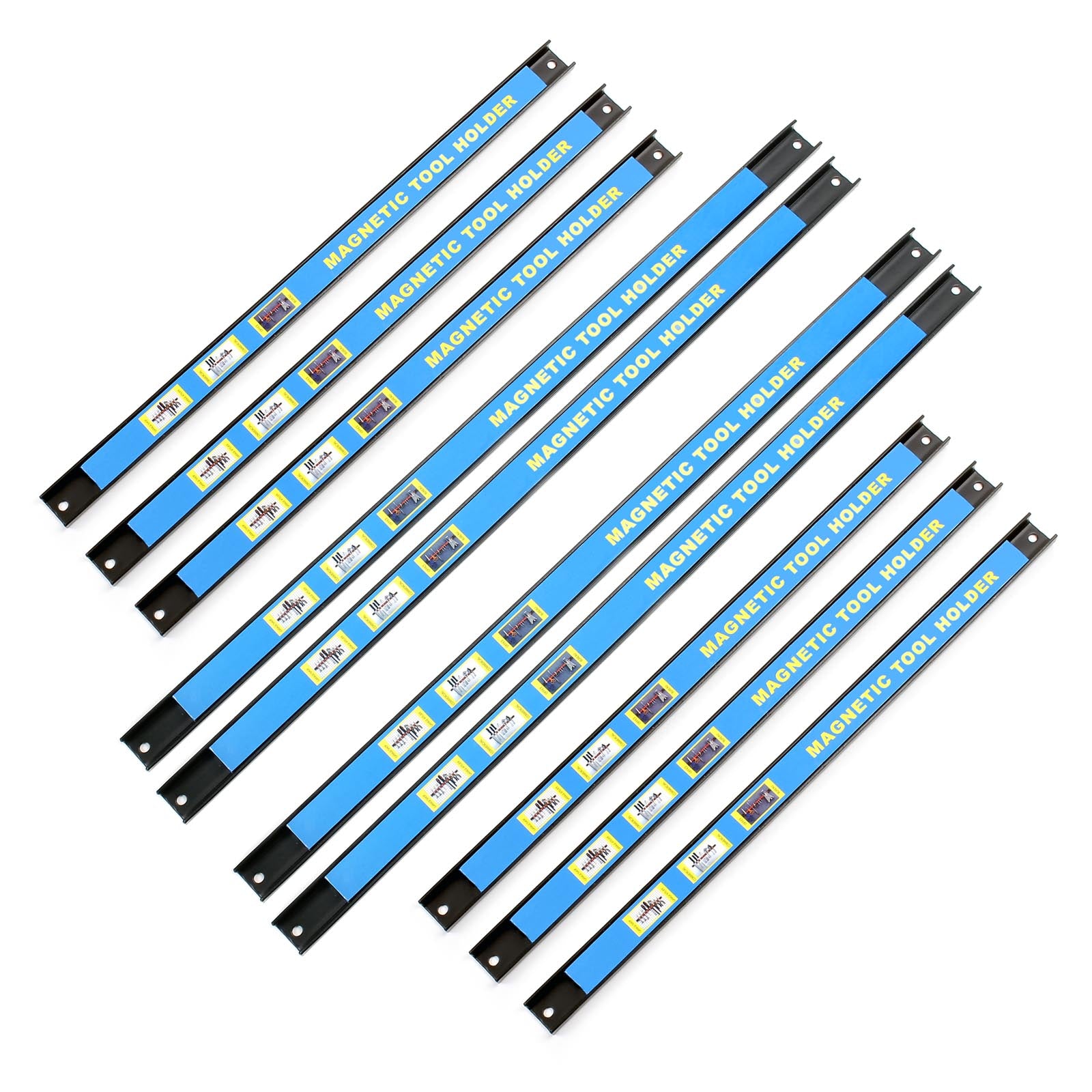 Set di 10 barre magnetiche 6x46cm/4x61cm porta utensili attrezzi montaggio a parete per officina
