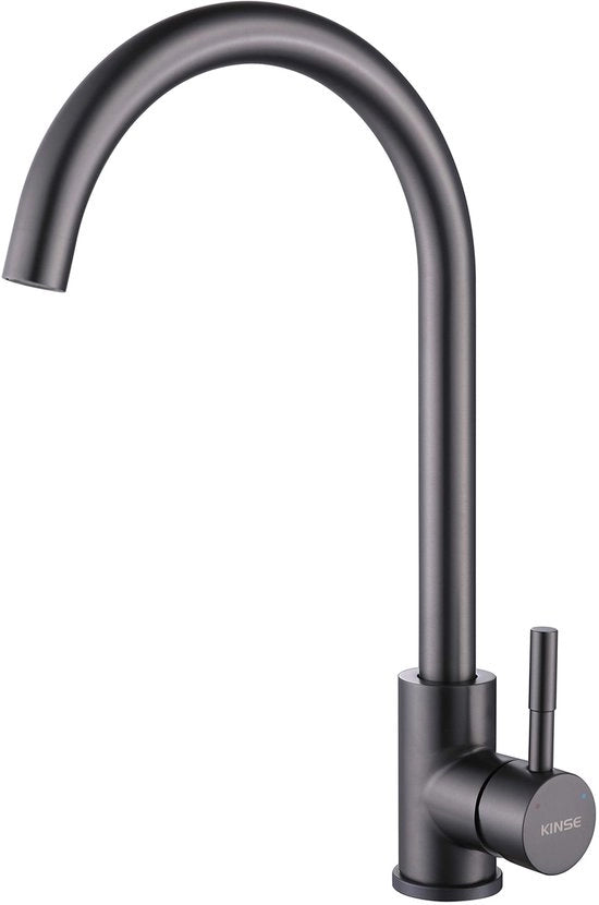 Kraan a ingranaggio per cucina, acciaio inossidabile | 360° girevole rubinetto di vasca | Rubinetto ad alta pressione per cucina | Colore gunmetal grigio