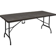 TAVOLO WOOD DOMUS  HDPE MARRONE/ACCIAIO CM 180X75 H.CM 74
