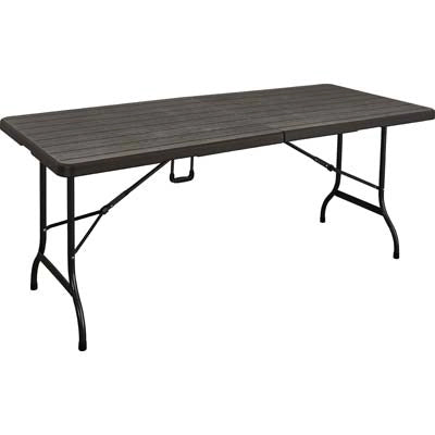 TAVOLO WOOD DOMUS  HDPE MARRONE/ACCIAIO CM 180X75 H.CM 74