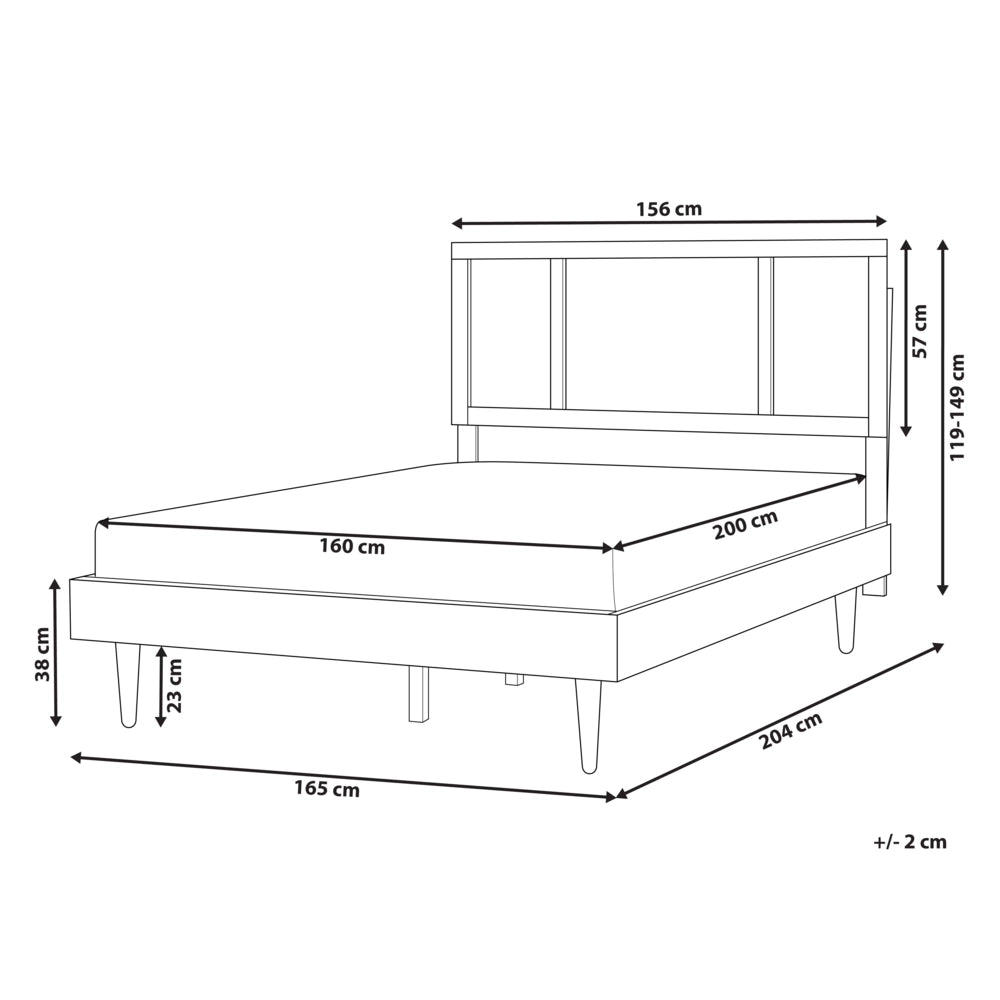 Letto moderno con rete a doghe testata a treccia viennese in legno chiaro 160 x 200 cm camera da letto