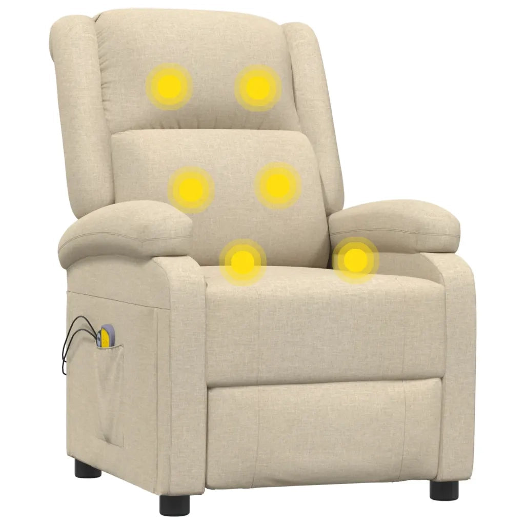 Poltrona Massaggio Elettrica Reclinabile Crema in Tessuto cod mxl 32348