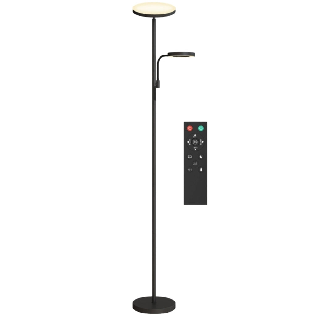 Lampada da terra LED ULEVR 42W dimmerabile 2700-6500K con telecomando, nero