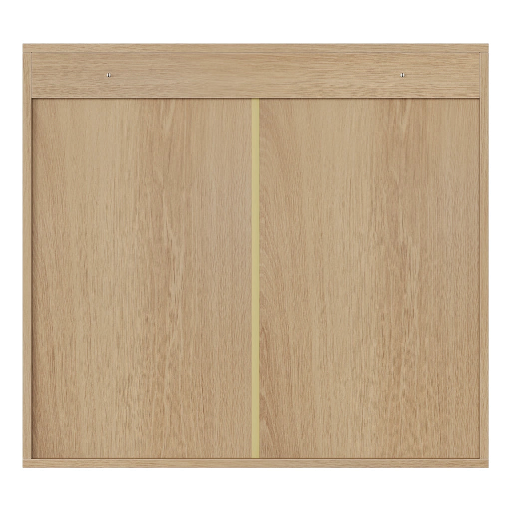 Mobile bagno pensile a 2 ante con design a scanalature verticali, colore rovere