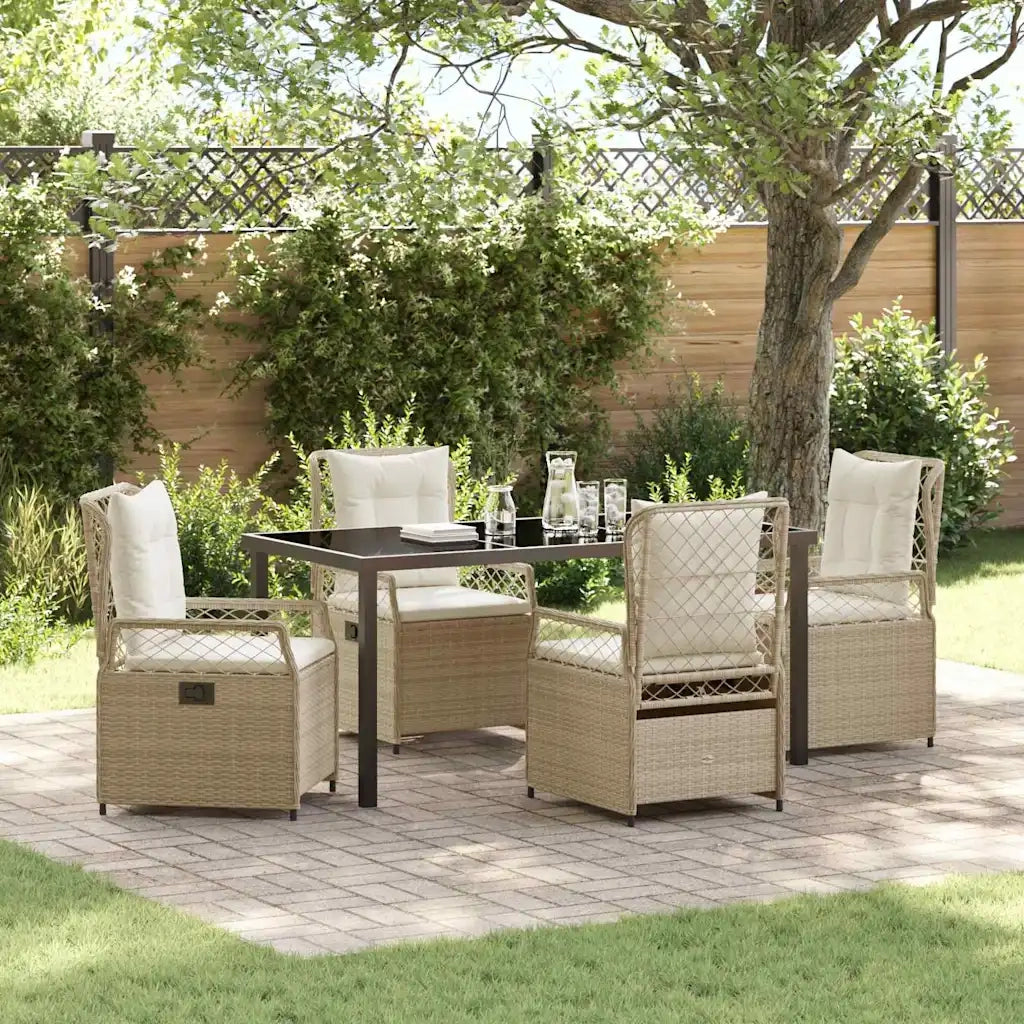 Set da Pranzo per Giardino 5 pcs Beige e Bianco Crema 3381012