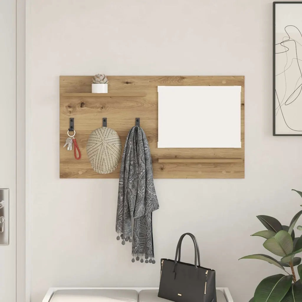 vidaXL Appendiabiti a muro rovere artigianale 90 x 10 x 50 cm