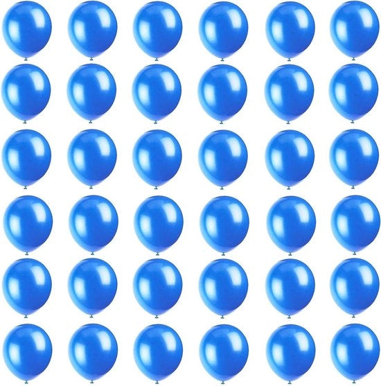 Set di palloni di latex naturali per feste infantili - Set di 36 pezzi - Blu - 25 cm