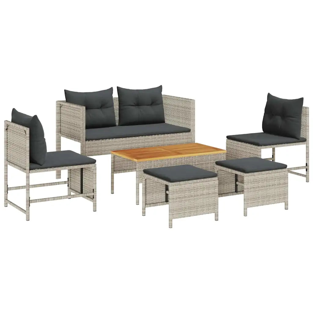Set Divano da Giardino 6 pz-Sofa da Giardino-Divanetto da esterno Grigio chiaro e grigio scuro