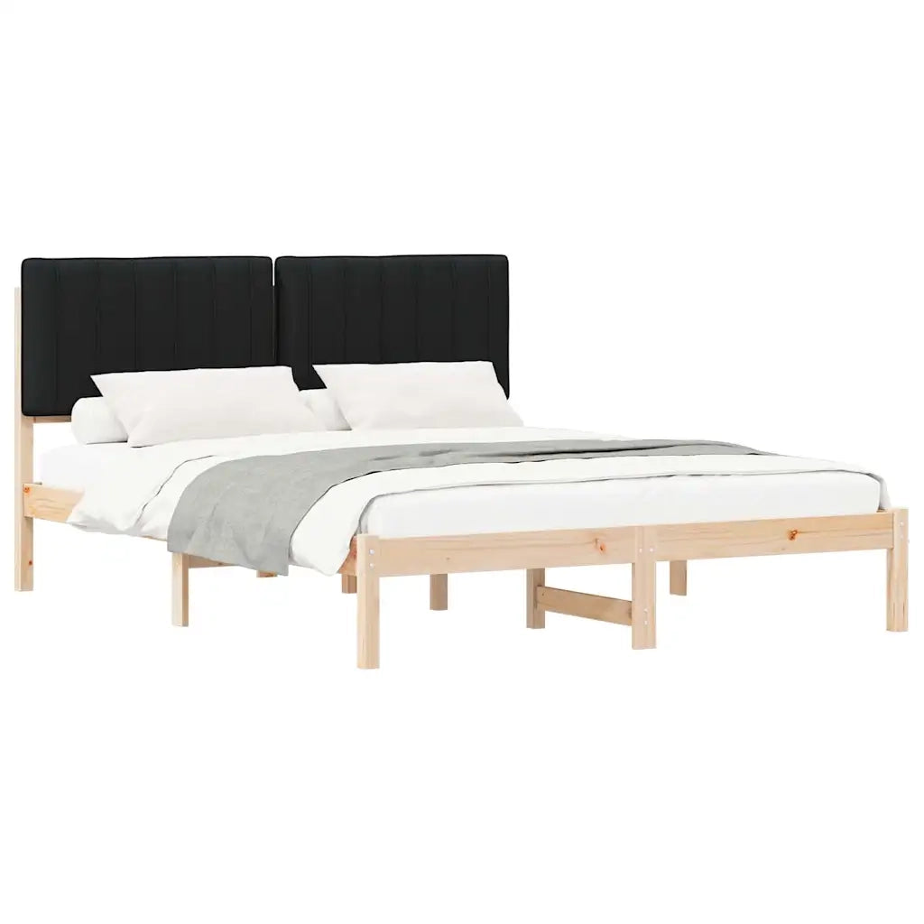 Letto con Testiera Rivestita Nero 150 x 200 cm 878041
