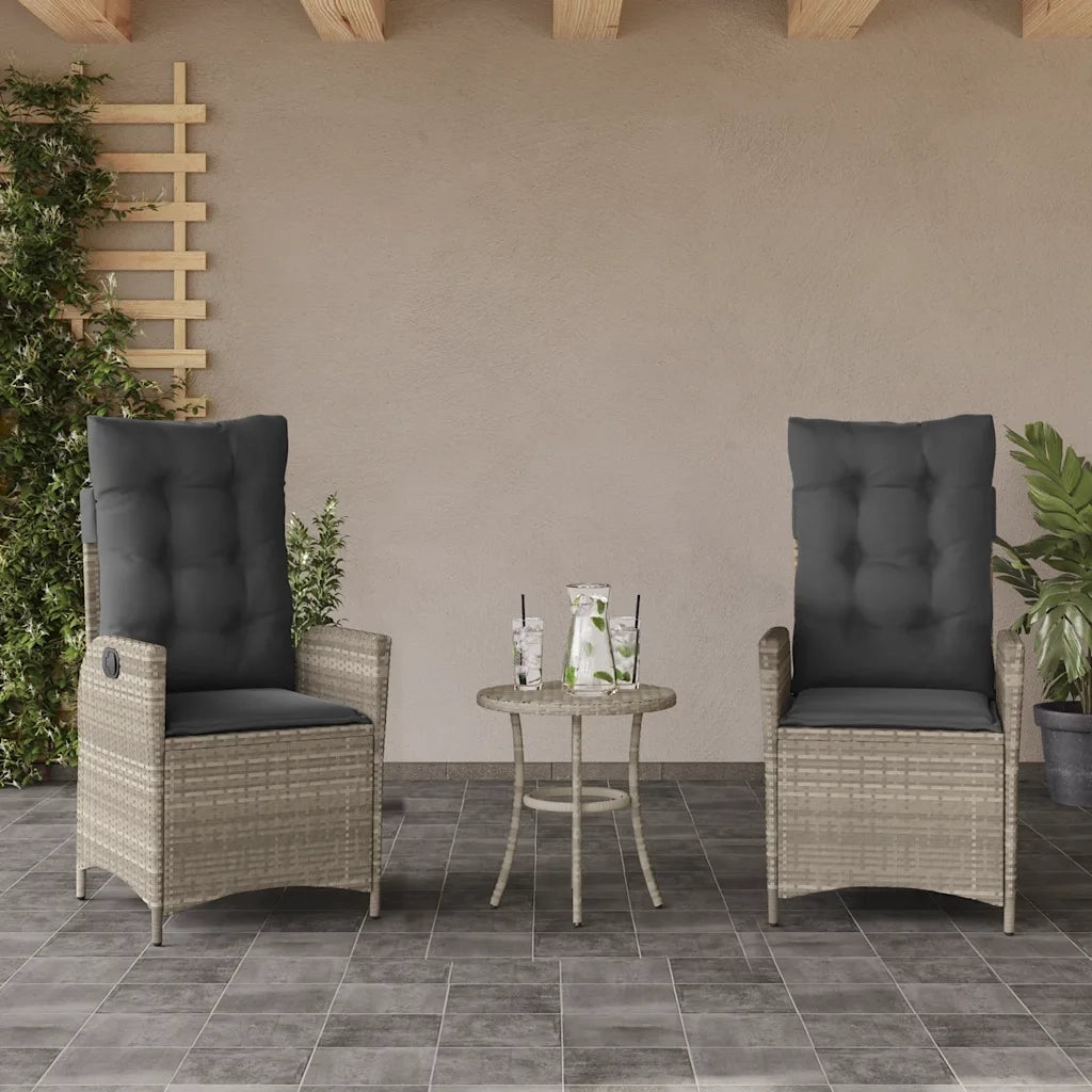 Set da Bistr¨° 3 pz | Set Salotto da Giardino con Cuscini Grigio Chiaro in Polyrattan