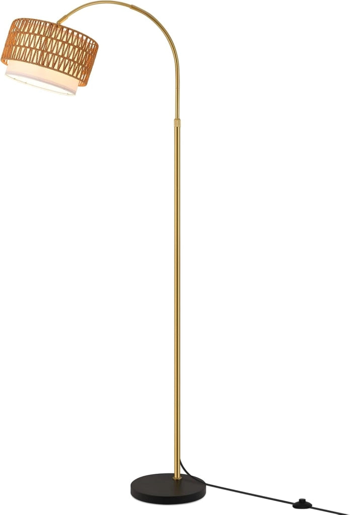 ZMH Lampada da terra curva vintage oro E27 dimmerabile telecomando interruttore pedale rotazione 350°