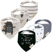 Set di 6 asciugamani per bebè con stampa a triangolo, bandane di cotone, cappotti per bambini con regolazione, asciugamani per collo superassorbenti, per bambini da 0 a 36 mesi, multicolore