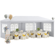 Gazebo da Giardino ¨C zephmum ¨C Bianco 5.8x2.9x2.5m con 4 Pareti Rimovibili
